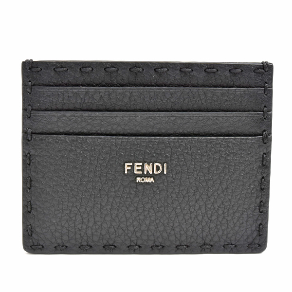 フェンディ 財布 メンズ レディース セレリア カードケース カーフ ブラック カード入れ パスケース 定期入れ FENDI 7M0164 AP3B 中古