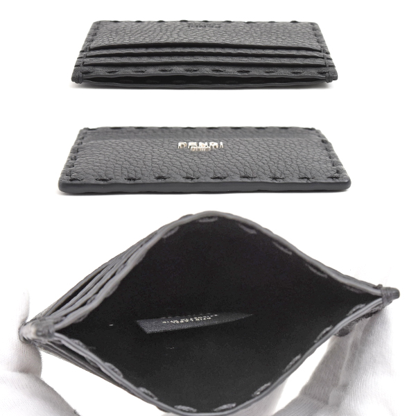 フェンディ 財布 メンズ レディース セレリア カードケース カーフ ブラック カード入れ パスケース 定期入れ FENDI 7M0164 AP3B 中古