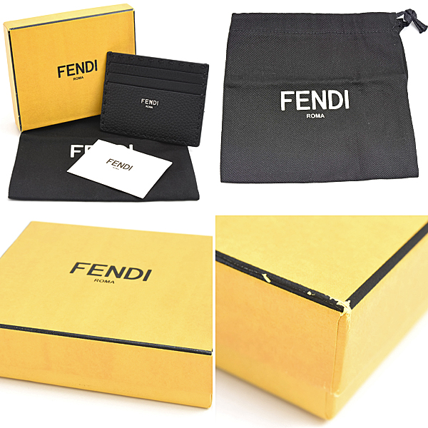 フェンディ 財布 メンズ レディース セレリア カードケース カーフ ブラック カード入れ パスケース 定期入れ FENDI 7M0164 AP3B 中古