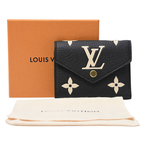 ルイヴィトン 財布 レディース モノグラムアンプラント ポルトフォイユヴィクトリーヌ 3つ折り財布 ブラックベージュ Louis Vuitton M80968 未使用展示品