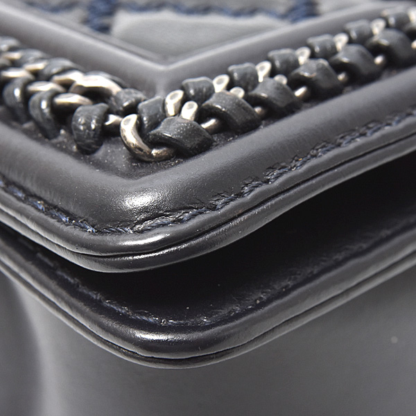 シャネル バッグ レディース ボーイシャネル トップハンドル 2WAYチェーンショルダーバッグ マトラッセ レザー ネイビー CHANEL 中古
