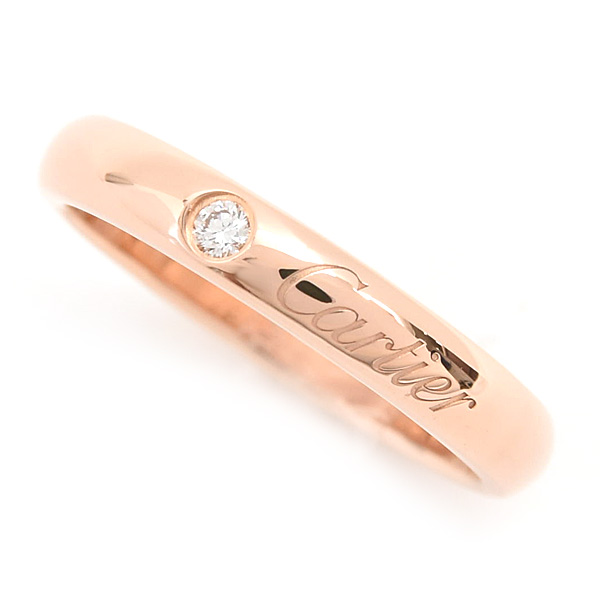 カルティエ 指輪 レディース Cドゥ カルティエ ウェディング リング 1Pダイヤ 47号 実寸7号 Cartier 750PG 中古
