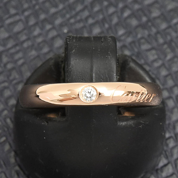 カルティエ 指輪 レディース Cドゥ カルティエ ウェディング リング 1Pダイヤ 47号 実寸7号 Cartier 750PG 中古