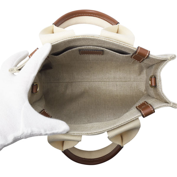 クロエ バッグ レディース ウッディ スモール トートバッグ マイメロディ サンリオ リネン カーフ ベージュ ブラウン Chloe 中古