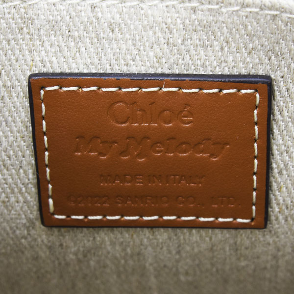 クロエ バッグ レディース ウッディ スモール トートバッグ マイメロディ サンリオ リネン カーフ ベージュ ブラウン Chloe 中古