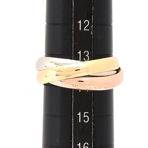 カルティエ 指輪 レディース トリニティ リング 54号 実寸13.5号 3連 3.2mm ゴールド Cartier 750YG×WG×PG ゴールド 中古