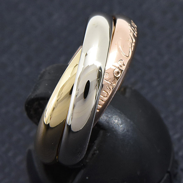 カルティエ 指輪 レディース トリニティ リング 54号 実寸13.5号 3連 3.2mm ゴールド Cartier 750YG×WG×PG ゴールド 中古