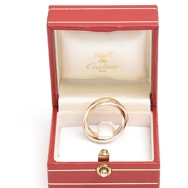 カルティエ 指輪 レディース トリニティ リング 54号 実寸13.5号 3連 3.2mm ゴールド Cartier 750YG×WG×PG ゴールド 中古