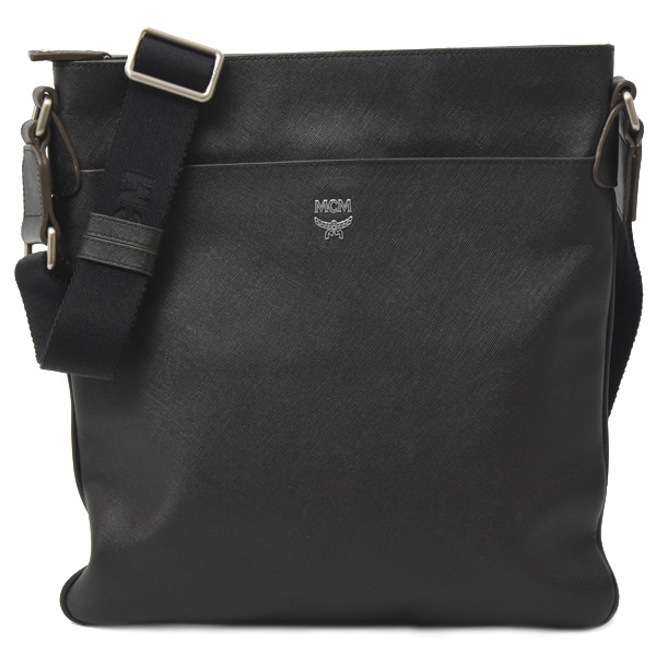 エムシーエム バッグ メンズ ロゴ ショルダーバッグ カーフ ブラック MCM 中古