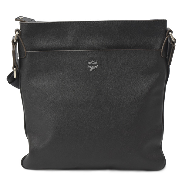 エムシーエム バッグ メンズ ロゴ ショルダーバッグ カーフ ブラック MCM 中古