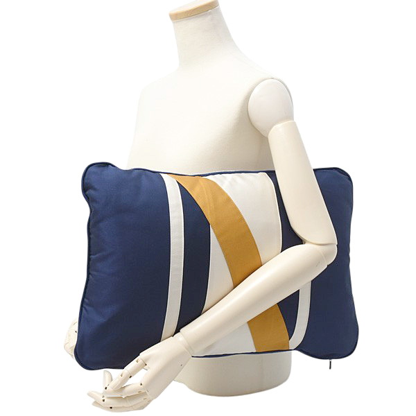 エルメス ブランド小物 レディース メンズ クッション ピロー 枕 コットン×シルク ブルー×ホワイト×イエロー HERMES 中古