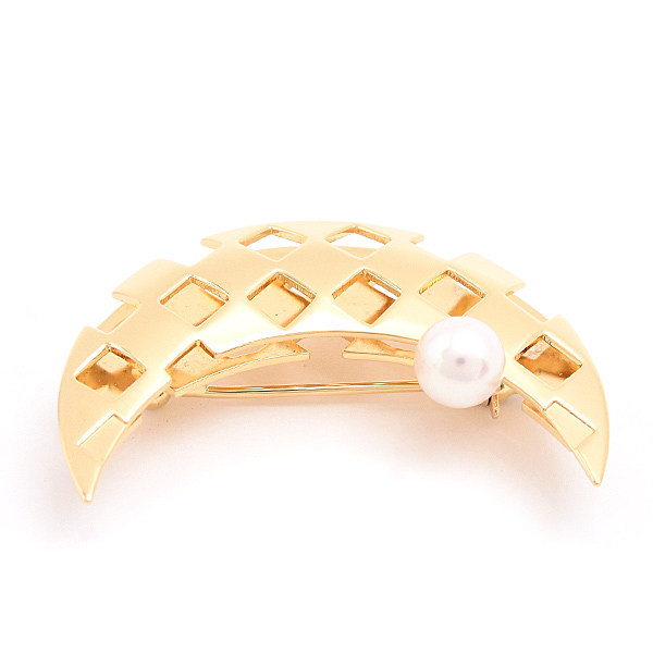 ミキモト ブローチ レディース 1Pパール ムーンデザイン 帯留 月 6.6mm珠 イエローゴールド K18 MIKIMOTO 中古