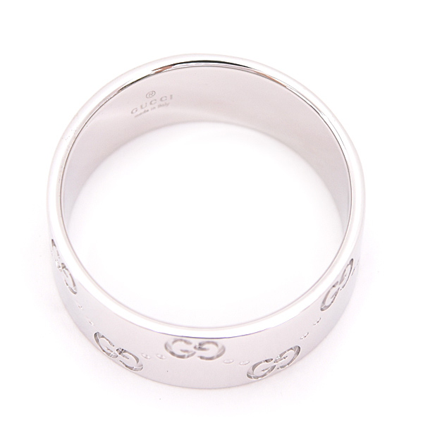 グッチ 指輪 メンズ アイコン ワイド リング 22号 実寸20.5号 ホワイトゴールド GUCCI 750WG 中古