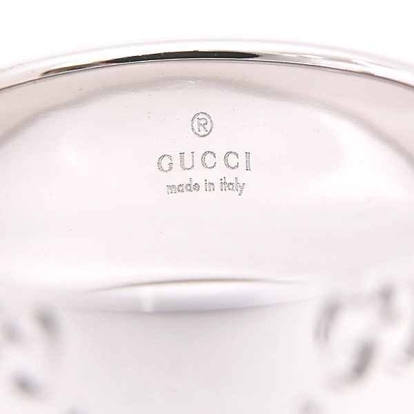 グッチ 指輪 メンズ アイコン ワイド リング 22号 実寸20.5号 ホワイトゴールド GUCCI 750WG 中古