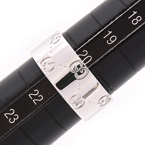 グッチ 指輪 メンズ アイコン ワイド リング 22号 実寸20.5号 ホワイトゴールド GUCCI 750WG 中古