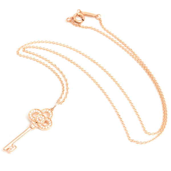 ティファニー ネックレス レディース クラウンキー ダイヤ ネックレス ピンクゴールド TIFFANY 750PG 中古