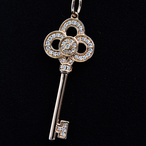 ティファニー ネックレス レディース クラウンキー ダイヤ ネックレス ピンクゴールド TIFFANY 750PG 中古