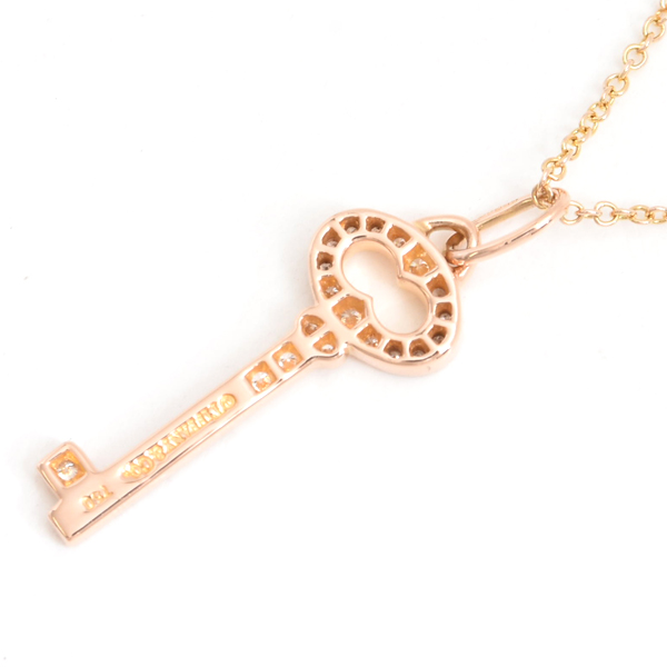 ティファニー ネックレス レディース オーバルキー ダイヤモンド ネックレス ピンクゴールド TIFFANY 750PG 中古