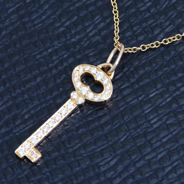 ティファニー ネックレス レディース オーバルキー ダイヤモンド ネックレス ピンクゴールド TIFFANY 750PG 中古