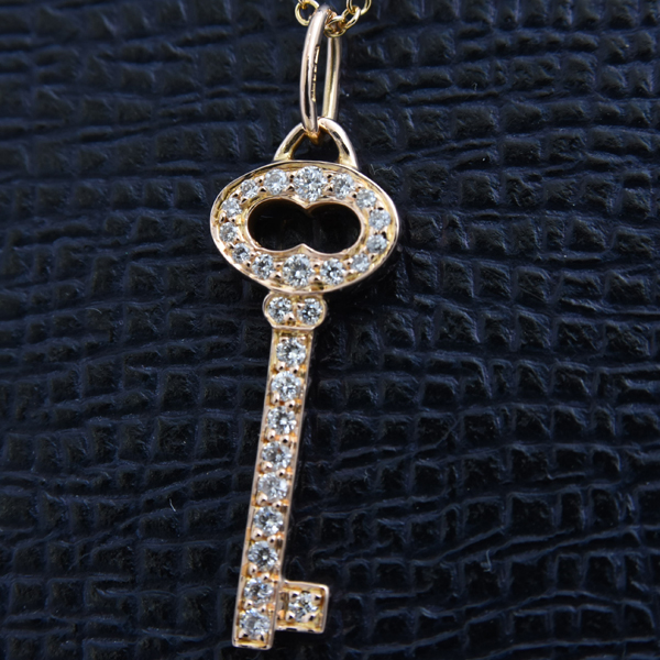 ティファニー ネックレス レディース オーバルキー ダイヤモンド ネックレス ピンクゴールド TIFFANY 750PG 中古