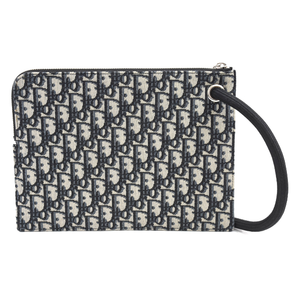 ディオール バッグ メンズ クラッチバッグ セカンドバッグ オブリーグ ジャガード レザー ネイビー Dior 中古