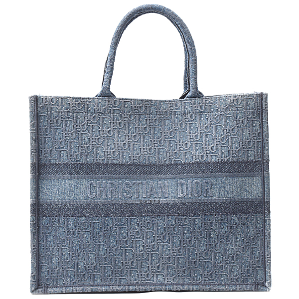 クリスチャンディオール バッグ メンズ レディース ブックトート ラージ トートバッグ デニム ブルー系 Christian Dior M1286ZWA 中古