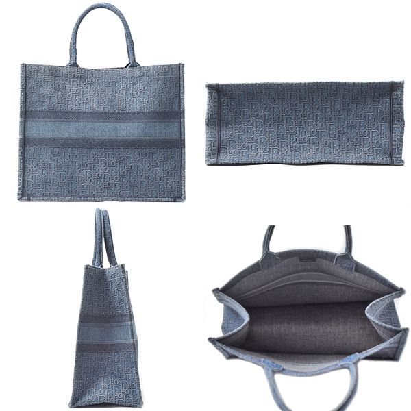 クリスチャンディオール バッグ メンズ レディース ブックトート ラージ トートバッグ デニム ブルー系 Christian Dior M1286ZWA 中古