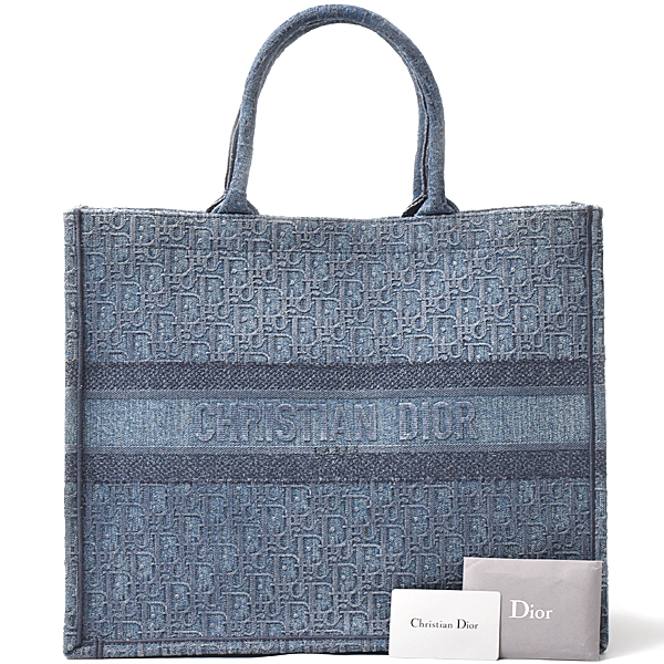 クリスチャンディオール バッグ メンズ レディース ブックトート ラージ トートバッグ デニム ブルー系 Christian Dior M1286ZWA 中古