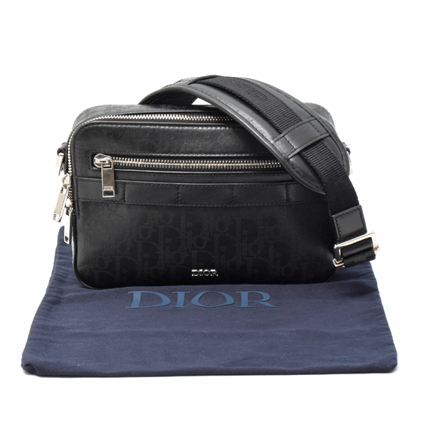 クリスチャンディオール バッグ メンズ レディース オブリーク ギャラクシー サファリ メッセンジャーバッグ  ブラック Christian Dior  中古