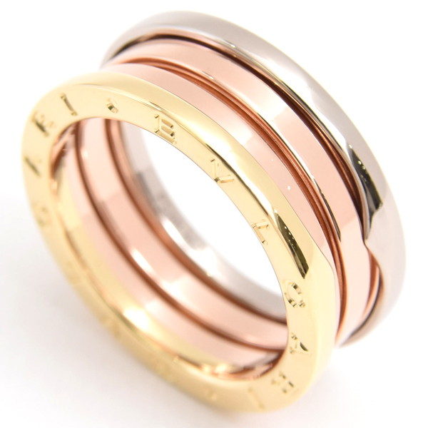 ブルガリ 指輪 メンズ ビー ゼロワン B-ZERO1 パーフェクトミステイク リング 59号 ゴールド BVLGARI 750YG×WG×PG 中古