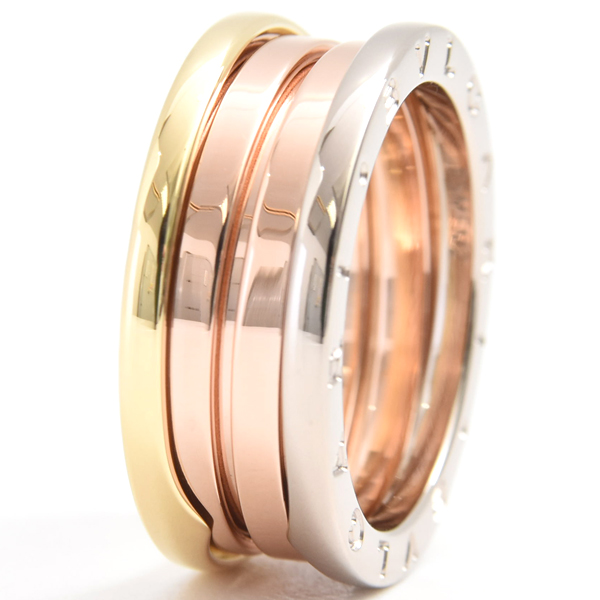 ブルガリ 指輪 メンズ ビー ゼロワン B-ZERO1 パーフェクトミステイク リング 59号 ゴールド BVLGARI 750YG×WG×PG 中古