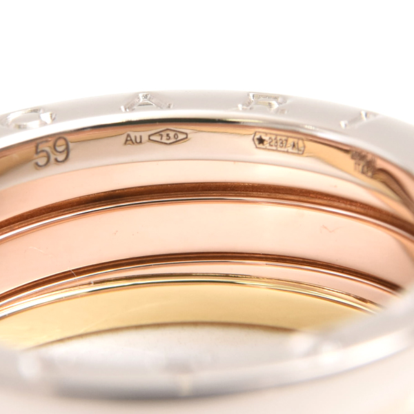 ブルガリ 指輪 メンズ ビー ゼロワン B-ZERO1 パーフェクトミステイク リング 59号 ゴールド BVLGARI 750YG×WG×PG 中古