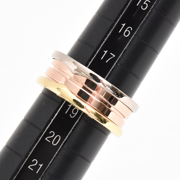 ブルガリ 指輪 メンズ ビー ゼロワン B-ZERO1 パーフェクトミステイク リング 59号 ゴールド BVLGARI 750YG×WG×PG 中古