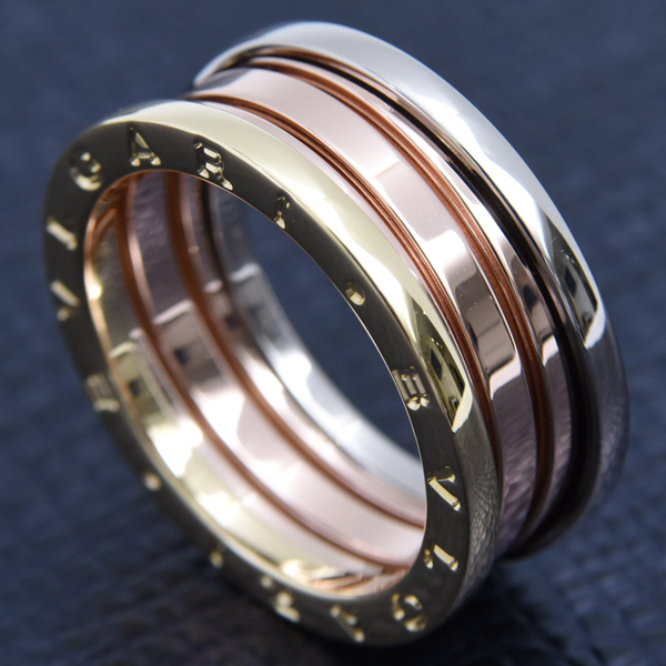 ブルガリ 指輪 メンズ ビー ゼロワン B-ZERO1 パーフェクトミステイク リング 59号 ゴールド BVLGARI 750YG×WG×PG 中古