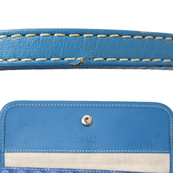 ゴヤール バッグ レディース メンズ サンルイPM トートバッグ ブルー PVC×キャンバス×レザー GOYARD 中古