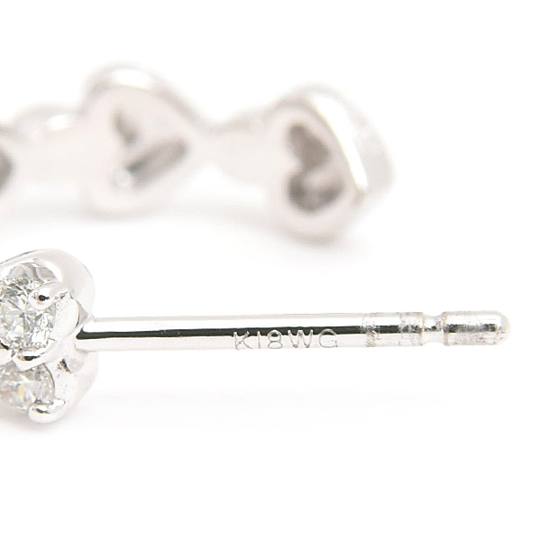 ポンテヴェキオ ピアス レディース ハートモチーフ ダイヤ フープ D0.15ct×2 ホワイトゴールド 750WG PONTE VECCHIO 中古