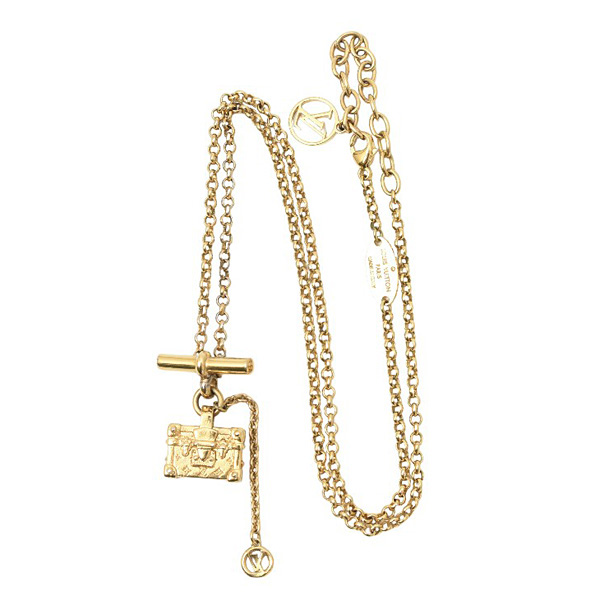 ルイヴィトン ネックレス レディース コリエプティットマル モノグラム トラックモチーフ GP ゴールド M00568 Louis Vuitton 中古