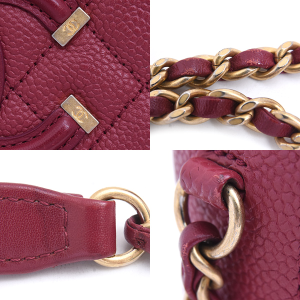 シャネル バッグ レディース CCフィリグリー スモールバニティ チェーンショルダー キャビアスキン ボルドー CHANEL A93343 中古