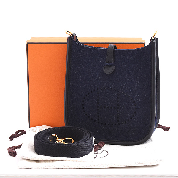 エルメス バッグ レディース エブリンTPM アマゾン ショルダーバッグ D刻 ブルーニュイ ネイビー フェルト×スイフト HERMES 中古