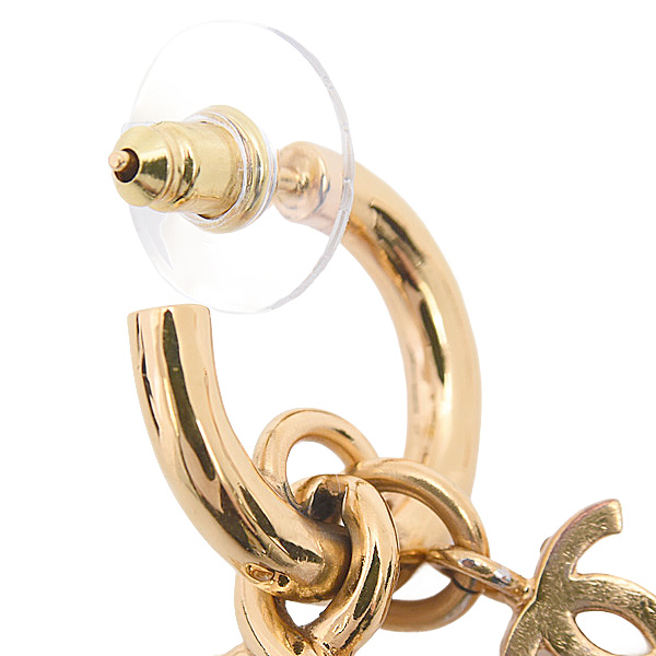 シャネル ピアス レディース ココマーク リーフモチーフピアス クリアストーン フープ メタル B22 CHANEL 中古