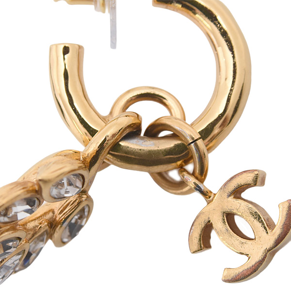 シャネル ピアス レディース ココマーク リーフモチーフピアス クリアストーン フープ メタル B22 CHANEL 中古