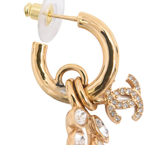 シャネル ピアス レディース ココマーク リーフモチーフピアス クリアストーン フープ メタル B22 CHANEL 中古