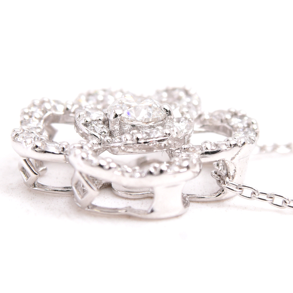 ポンテヴェキオ ネックレス レディース フラワーモチーフ ダイヤモンドネックレス ホワイトゴールド PONTE VECCHIO K18WG 中古