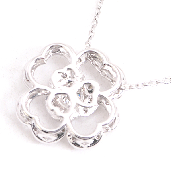 ポンテヴェキオ ネックレス レディース フラワーモチーフ ダイヤモンドネックレス ホワイトゴールド PONTE VECCHIO K18WG 中古
