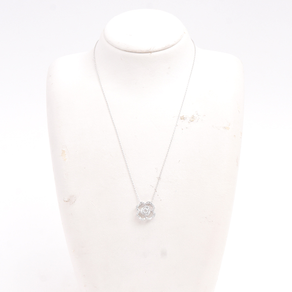 ポンテヴェキオ ネックレス レディース フラワーモチーフ ダイヤモンドネックレス ホワイトゴールド PONTE VECCHIO K18WG 中古