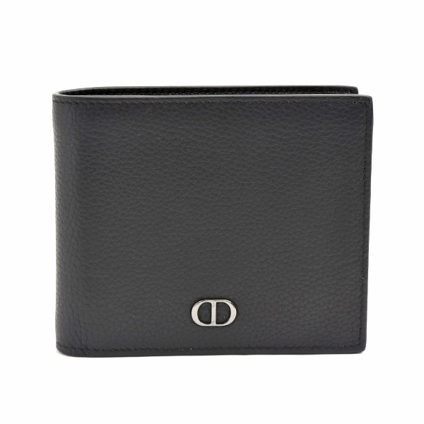 クリスチャンディオール 財布 メンズ CD Icon 2つ折りウォレット 札入れ 二つ折り ブラック カーフ Christian Dior 2ESBH027CDI 中古