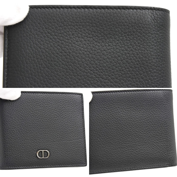 クリスチャンディオール 財布 メンズ CD Icon 2つ折りウォレット 札入れ 二つ折り ブラック カーフ Christian Dior 2ESBH027CDI 中古