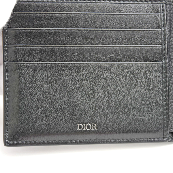 クリスチャンディオール 財布 メンズ CD Icon 2つ折りウォレット 札入れ 二つ折り ブラック カーフ Christian Dior 2ESBH027CDI 中古