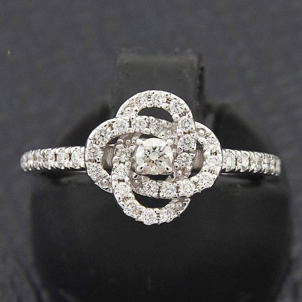 ポンテヴェキオ 指輪 レディース フラワーモチーフ ダイヤ リング D0.26ct 9号 ホワイトゴールド K18WG Ponte Vecchio 中古