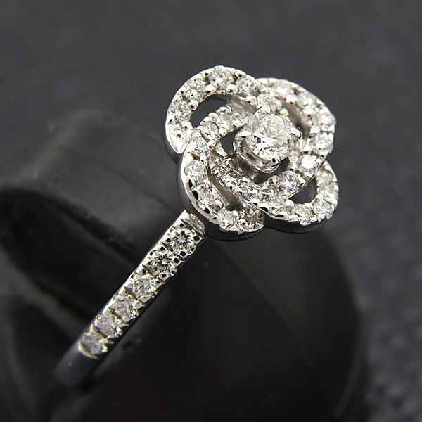 ポンテヴェキオ 指輪 レディース フラワーモチーフ ダイヤ リング D0.26ct 9号 ホワイトゴールド K18WG Ponte Vecchio 中古